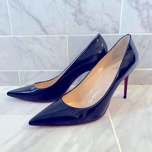 Christian Louboutin Black Pointed Toe Patent Leather Pumps